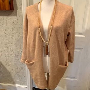 Camel Mid Length Sweater Cardigan